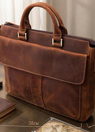 Шкіряний портфель для ноутбука роботи та документів vintage 14066 коричневий