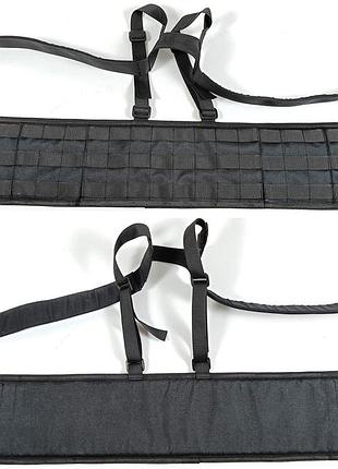 Тактический пояс разгружающий рпс с креплением molle и плечевыми лямками черный без подсумков