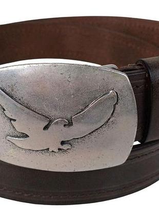 Вінтажний чоловічий шкіряний ремінь із закритою пряжкою, бляхою vanzetti темно-коричневий