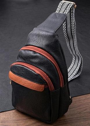 Удобная женская сумка через плечо с отверстием для наушников из экокожи vintage 22787 черный