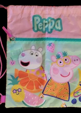 Сумка для взуття, торбинка, дитячий рюкзак peppa pig, свинка пеппа рожевий