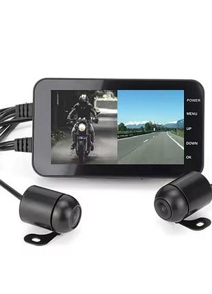 Видеорегистратор для мотоцикла на 2 камеры, защищенный от влаги fhd 1080p, wifi, g-sensor, датчик движения