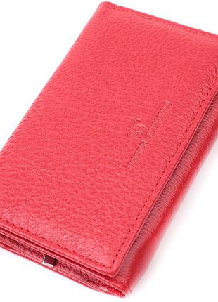 Кожаный удобный женский кошелек в три добавления st leather 22490 красный