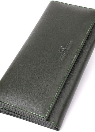 Горизонтальный кошелек в два сложения из натуральной кожи st leather 23067 зеленый