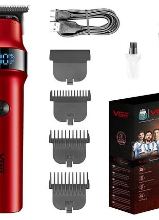 Машинка для стрижки волос vgr v-987 red, бритва триммер для мужчин