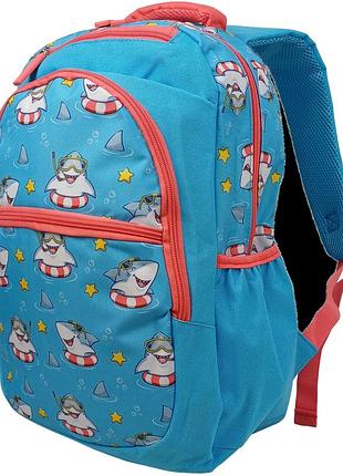 Школьный рюкзак 19l riciclo schulrucksack голубой с акулами