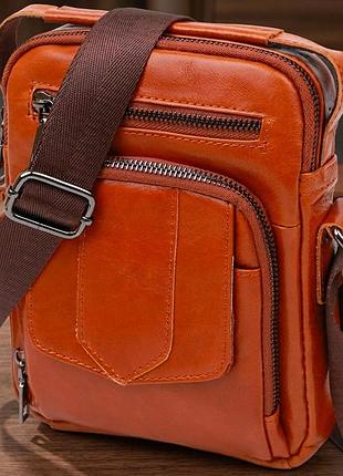 Сумка мужская из кожи vintage 20693 рыжая