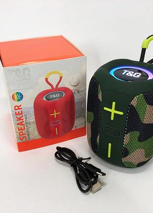 Портативная bluetooth колонка tg658 8w с rgb подсветкой, громкая блютуз колонка. цвет: камуфляж