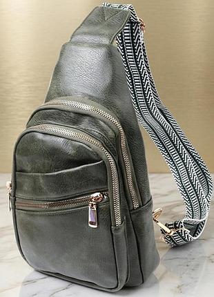 Удобная женская сумка с одной лямкой через плечо из экокожи vintage 22756 зеленый