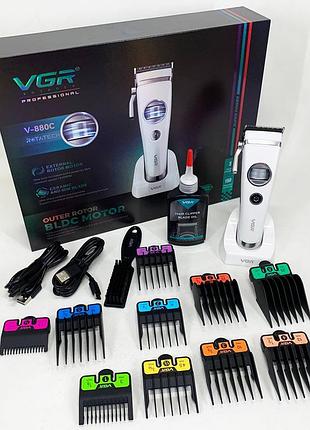 Аккумуляторная машинка для стрижки vgr v-880c. цвет: белый