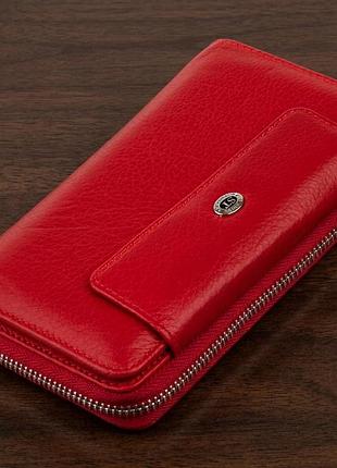 Кошелек из кожи на защелке st leather 19343 красный