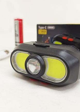 Фонарь налобный аккумуляторный kx-302-led+2cob