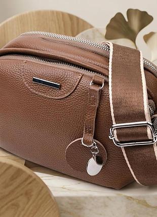 Модная сумка на каждый день с двумя отделениями из натуральной кожи vintage 22596 коричневый