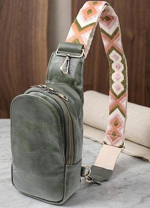 Красивая сумка через плечо в модном цвете из экокожи vintage 22791 зеленый