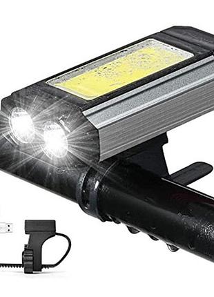 Велосипедний ліхтар 501-2xpe+cob, фара led для велосипеда, фара велосипедна передня, лед фара