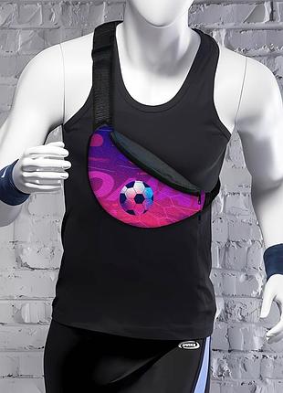 Сумка-бананка мужская/женская футбол sport 32×16 см с расширителем поясная сумка или сумка через плечо (02910)