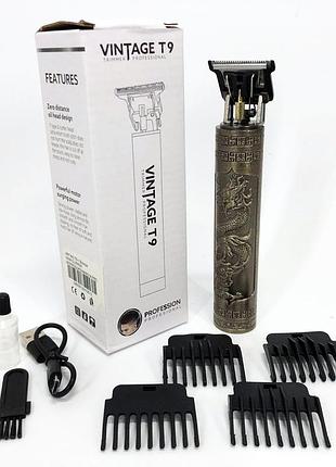 Машинка для стрижки волосся vintage t9-1 bronze 4 насадки