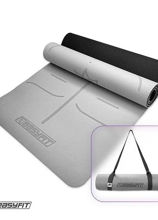 Килимок для йоги та фітнесу easyfit polarity stone з ремнем