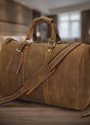 Сумка дорожня vintage 14050 з вінтажній шкіри коричнева