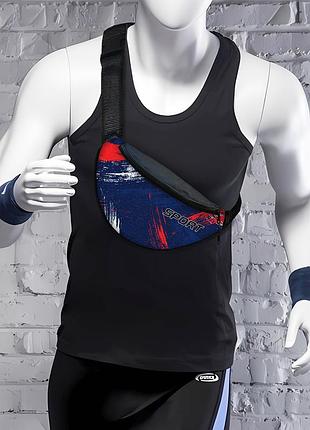 Сумка-бананка мужская/женская sport 32×16 см с расширителем поясная сумка или сумка через плечо (02898)