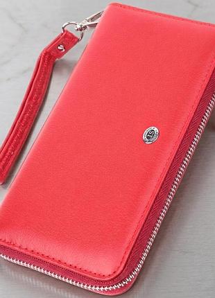 Стильный кошелек-клатч для женщин на одно отделение из натуральной кожи st leather 22561 красный