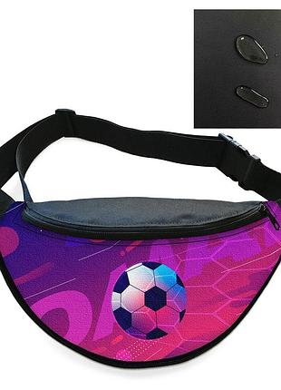 Сумка-бананка мужская/женская футбол sport 32×16 см с расширителем поясная сумка или сумка через плечо (02909)
