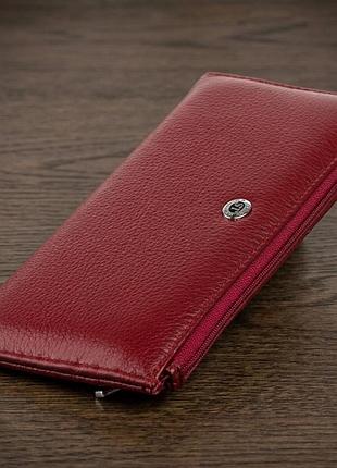 Горизонтальный тонкий кошелек из кожи женский st leather 19326 бордовый