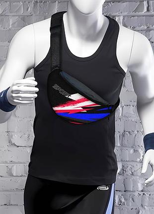 Сумка-бананка sport мужская/женская спортивная 32×16 см с расширителем поясная сумка или сумка через плечо (3751)