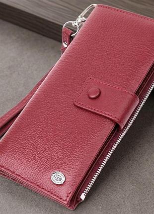 Вертикальный женский кошелек-клатч из натуральной кожи st leather 22535 бордовый
