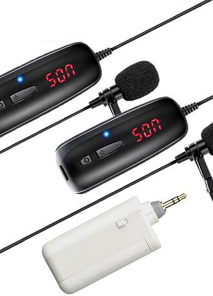 Беспроводной микрофон для телефона, смартфона с 2-мя микрофонами savetek p8-uhf, до 50 метров