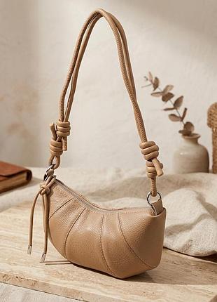 Женская полукруглая сумка из натуральной кожи vintage 22933 бежевый