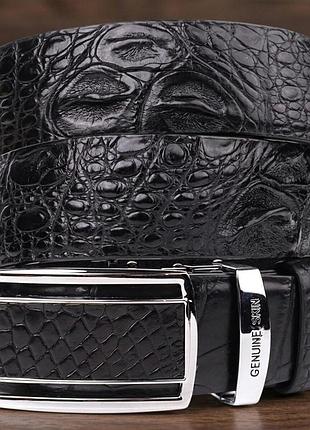 Ремень-автомат crocodile leather 18239 из натуральной кожи крокодила черный