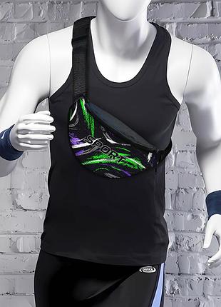 Сумка-бананка мужская/женская sport 32×16 см с расширителем поясная сумка или сумка через плечо (02890)