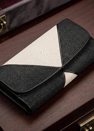 Кошелек женский stingray leather 18103 из натуральной кожи морского ската черный