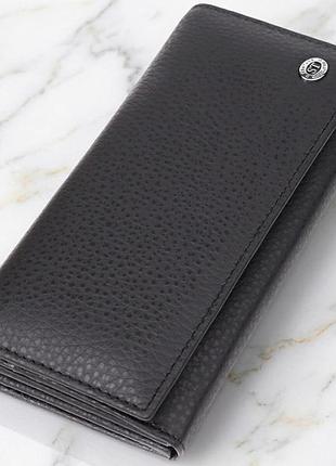 Жіночий вертикальний гаманець із натуральної шкіри st leather 23084 чорний