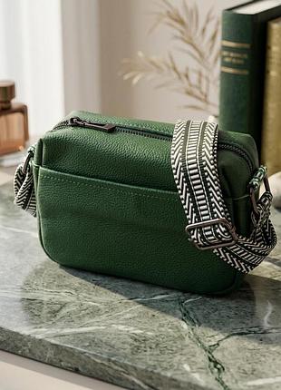Сумка на одно отделение для стильных женщин из натуральной кожи vintage 22603 зеленая