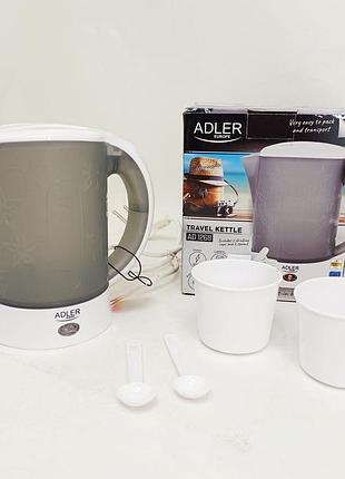 Электрочайник чайник с чашками и ложечками набор в дорогу adler ad 1268 0.6л 600вт