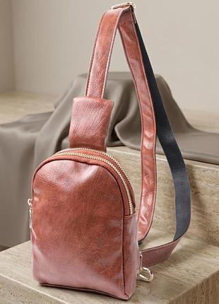 Компактная женская сумка через плечо на два отделения из экокожи vintage 22783 коричневый