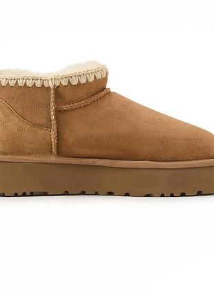 Бежеві уги ugg eskimo platfrom chestnut beige х угг ультра міні 40