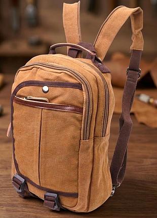 Зручний рюкзак з текстилю 21257 vintage коричневий