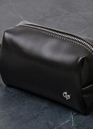 Кожаная глянцевая мужская косметичка grande pelle 11413 черный