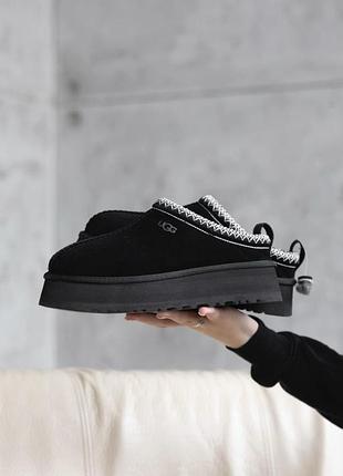 Женские чёрные замшевые угги ugg tasman platform black х угг тасмен 37