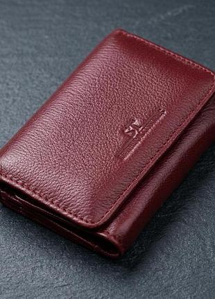 Шкіряний цікавий гаманець для жінок st leather 22507 бордовий