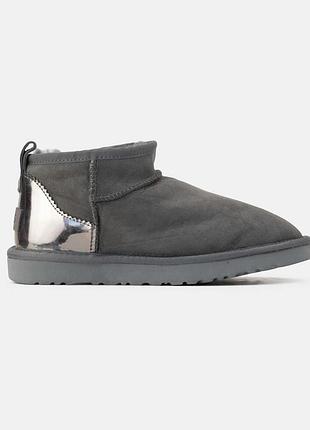 Сірі замшеві уггі ugg ultra mini grey lacquer х угг ультра міні 37