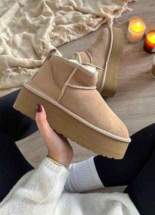 Бежеві уги ugg ultra mini platform beige х угг ультра міні 37