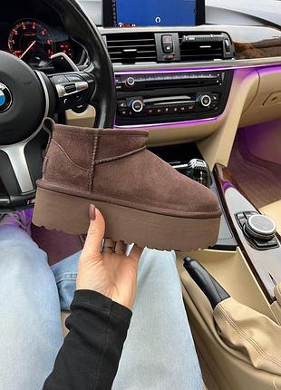 Коричневі уги ugg ultra mini platform xl brown х угг ультра міні 41