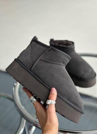 Сірі уги ugg ultra mini platform light grey х угг ультра міні 39