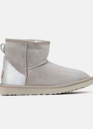 Сірі жіночі уггі ugg mini grey ash metallic х угг міні 36