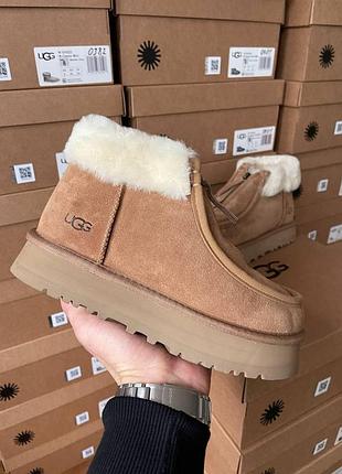 Бежеві жіночі уггі ugg funkarra platform chestnut х угг бутс 36