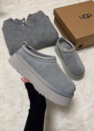 Жіночі сірі уггі ugg tasman platform light grey х угг тасмен 36